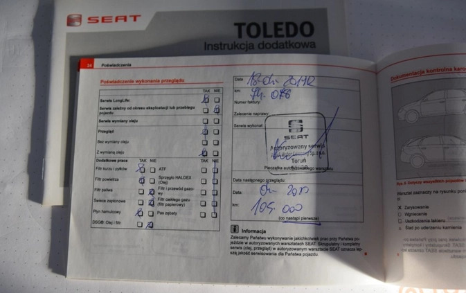 Seat Toledo cena 29900 przebieg: 130400, rok produkcji 2013 z Żelechów małe 529